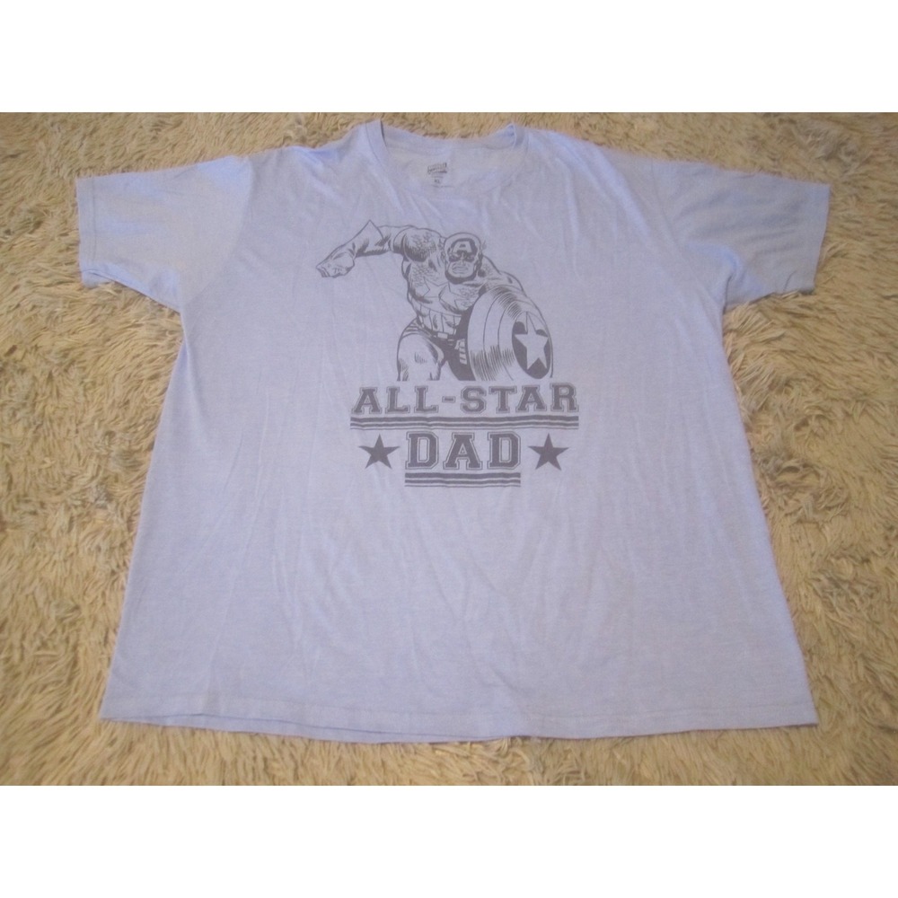 Captain America All-Star Dad Shirt Mens XL Blue Marvel Comics Fathers Day Tee